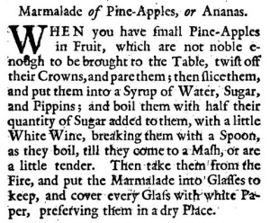 Marmalade of Pine-Apples, or Ananas (1736).