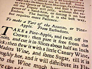 To Make a Tart of the Ananas, from Richard Bradley's 1736 'The Country Housewife and Lady's Director'.